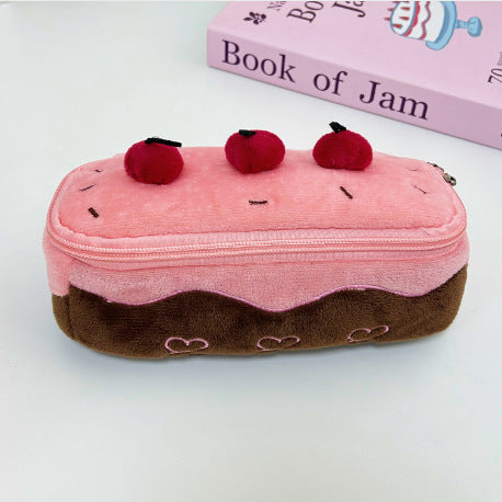 Adorable Plush Cake-Shaped Pencil Case