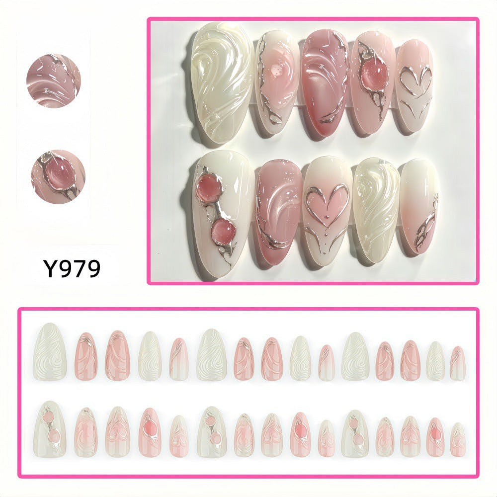 Elegant Artificial Nail Set with Romantic Design Stornfield