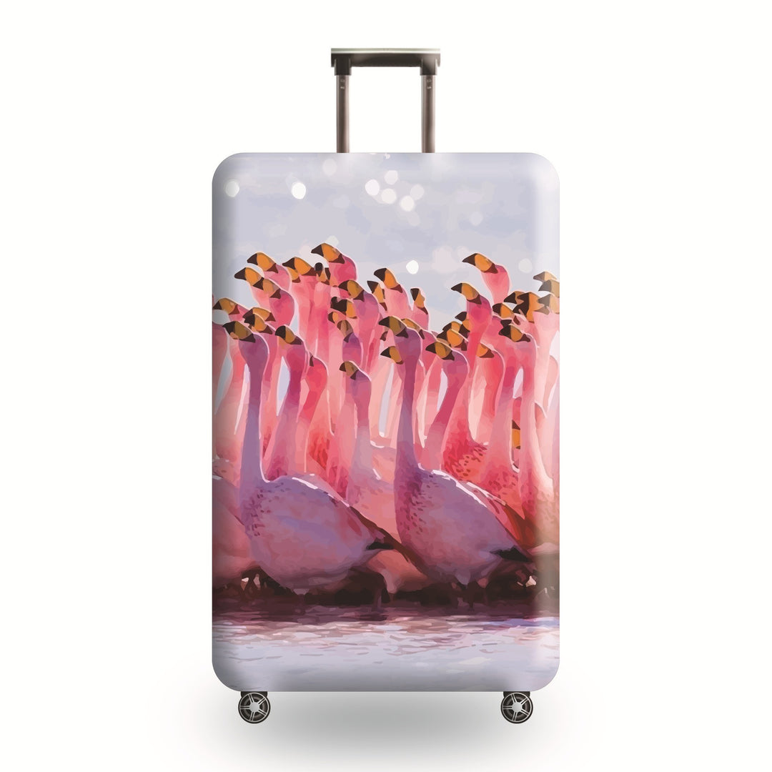 Unisex hard-shell luggage with artistic flamingo motif Stornfield