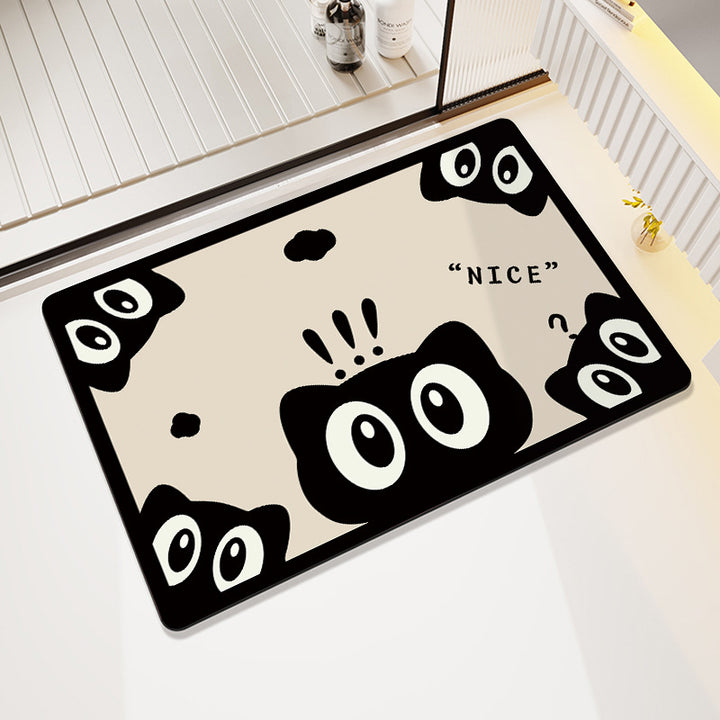 Cartoon Cat-Themed Bath Rug Stornfield