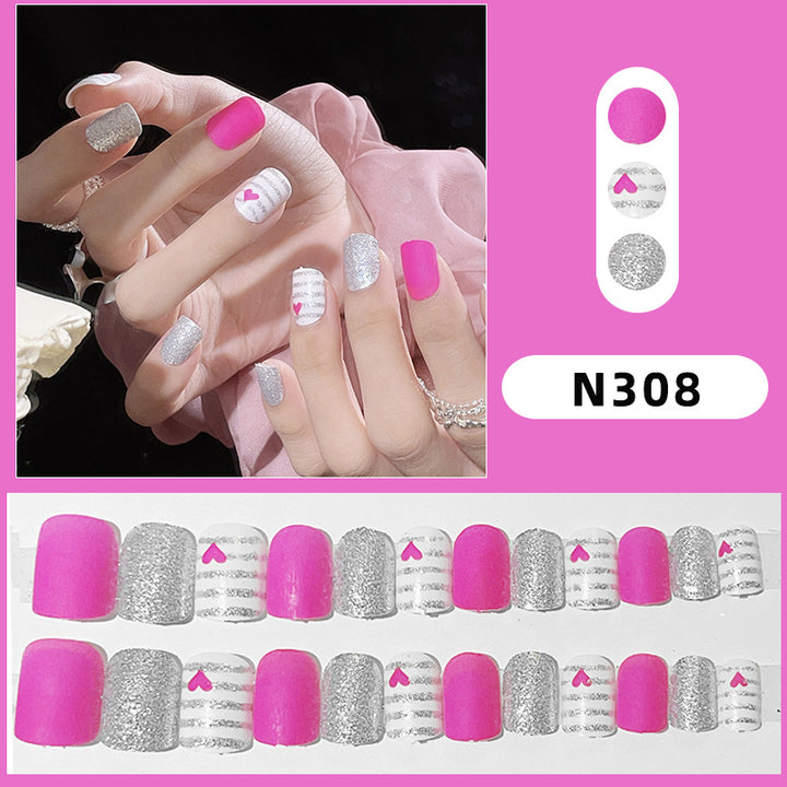 Heart-Themed Press-On Nail Art Set