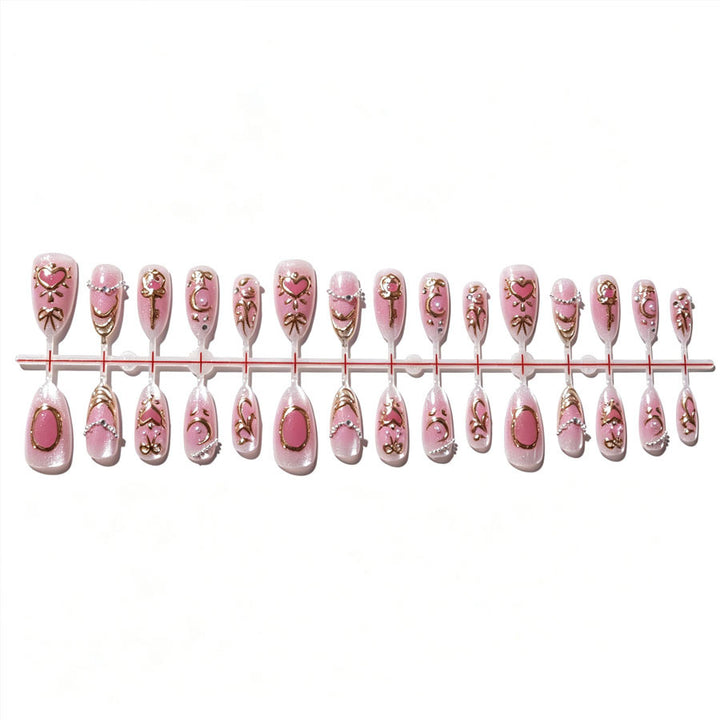 Decorative Press-On Nail Set with Floral Accents Stornfield
