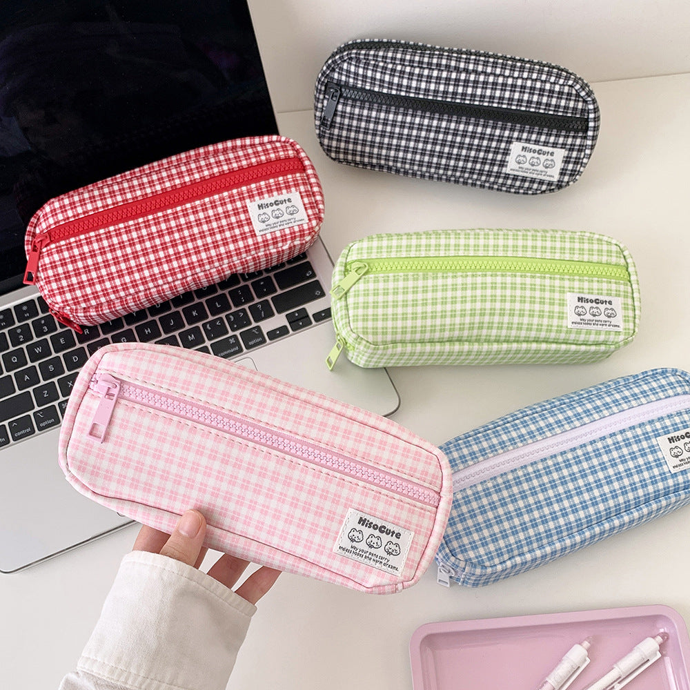 Stylish Gingham Checkered Pencil Case Stornfield