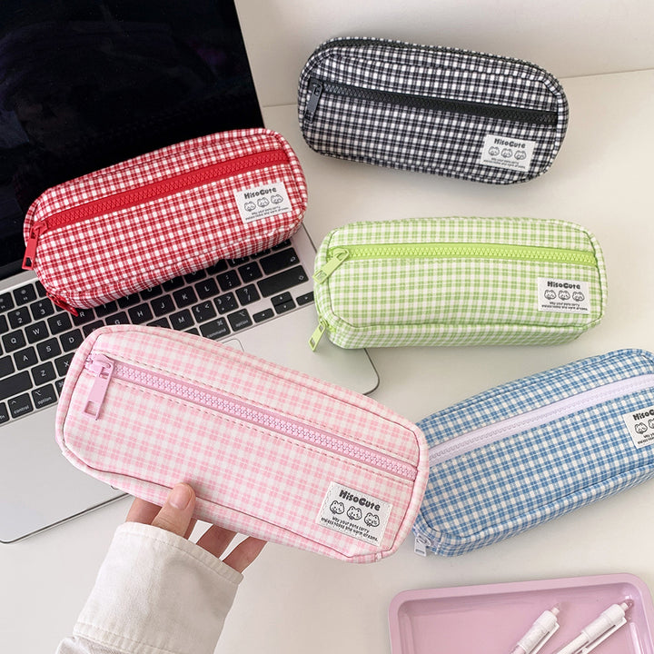 Stylish Gingham Checkered Pencil Case Stornfield