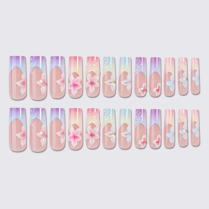 Acrylic nail set with colorful flower design and elegant accents Stornfield