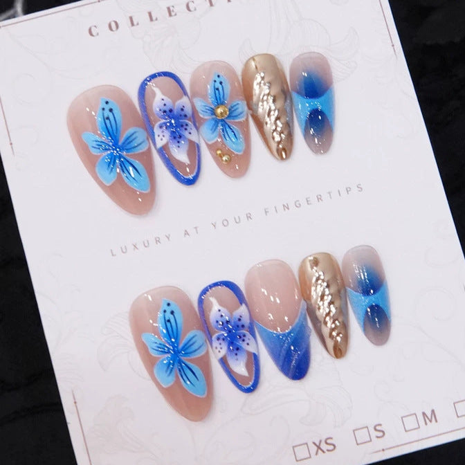 Artistic Floral Press-On Nail Set