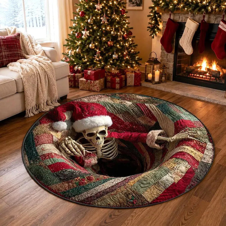 Cozy Christmas-Themed Round Area Rug