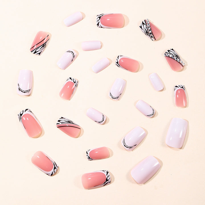 Stylish Zebra Print Acrylic Nail Art Extensions Stornfield