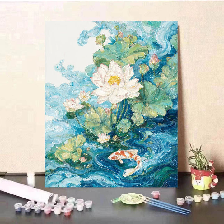 DIY Water Lily and Koi Fish Canvas Painting Kit Stornfield