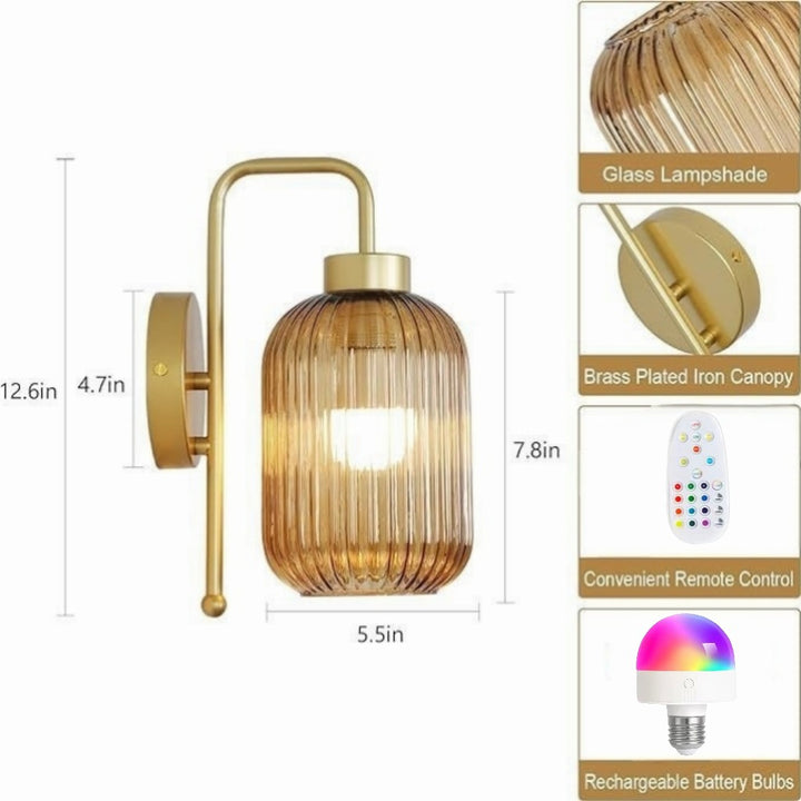 Contemporary Ribbed Glass Wall Light