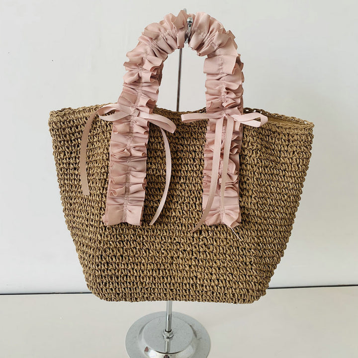 Crocheted beach bag with elegant satin accents Stornfield