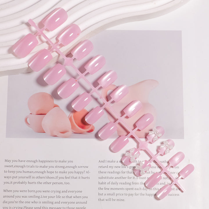 Charming Press-On Nail Set with Decorative Bow Accents Stornfield