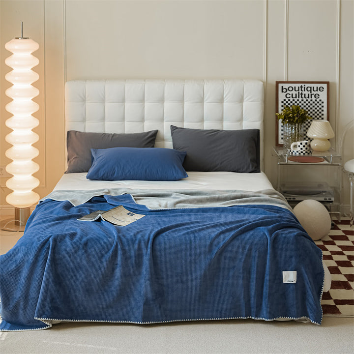 Luxury Waffle-Texture Plush Throw Blanket