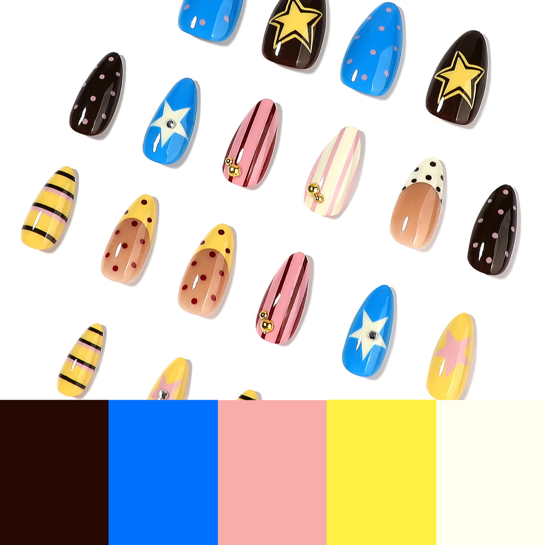 Creative artificial nails with playful patterns Stornfield