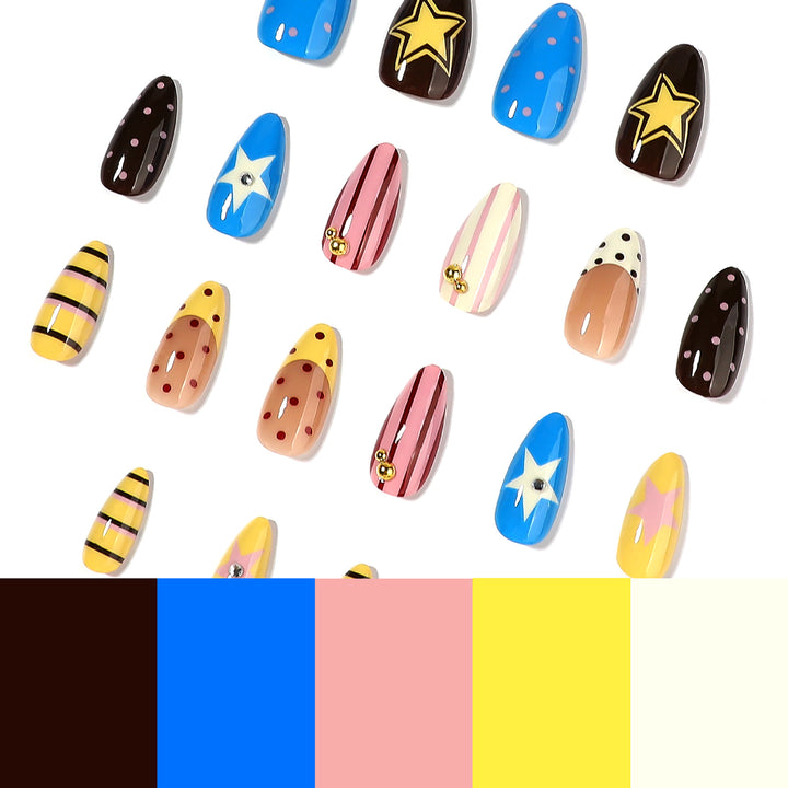 Creative artificial nails with playful patterns Stornfield