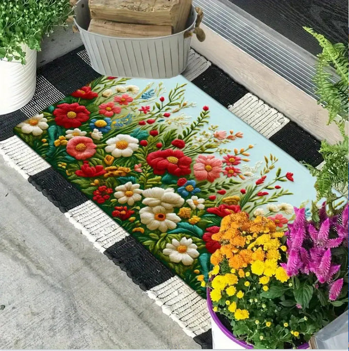 Decorative Floral Area Mat Stornfield