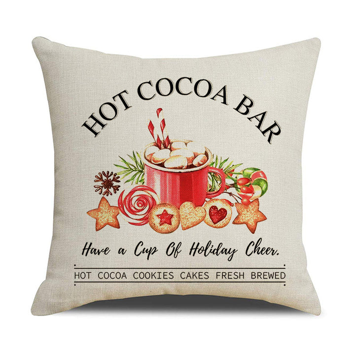 Festive Hot Cocoa Bar Throw Pillow