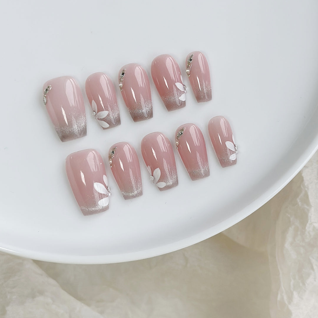 Artistic Press-On Nail Art Set with Heart and Celestial Designs