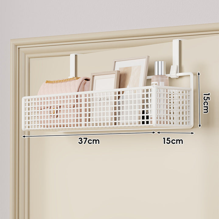 Over-Door Hanging Double-Tier Ventilated Mesh Storage Basket Organizer with Hooks