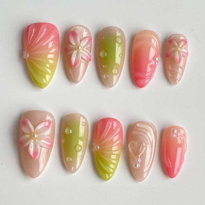 Decorative Floral Artisan Press-On Nails Stornfield