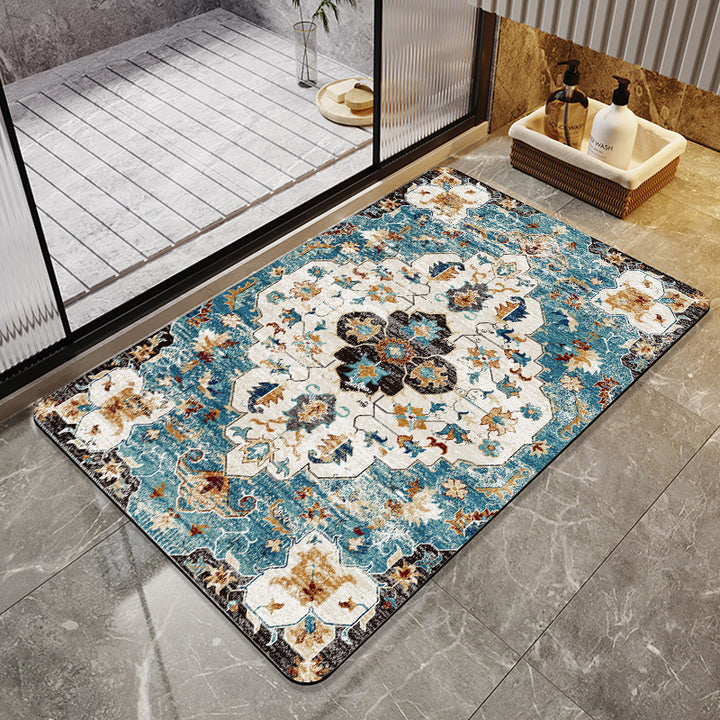 Floral Design Absorbent Bathroom Mat Stornfield