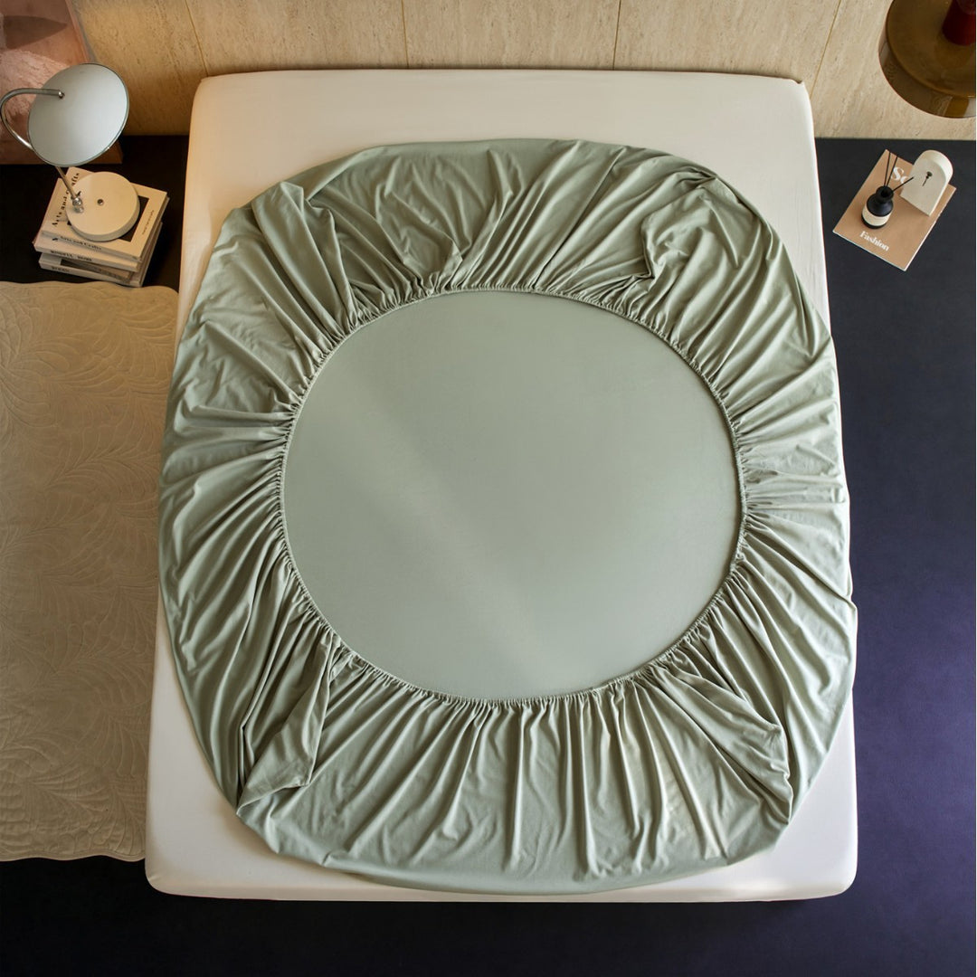 Round Deep-Pocket Stretch Jersey Fitted Sheet with Elastic Skirt
