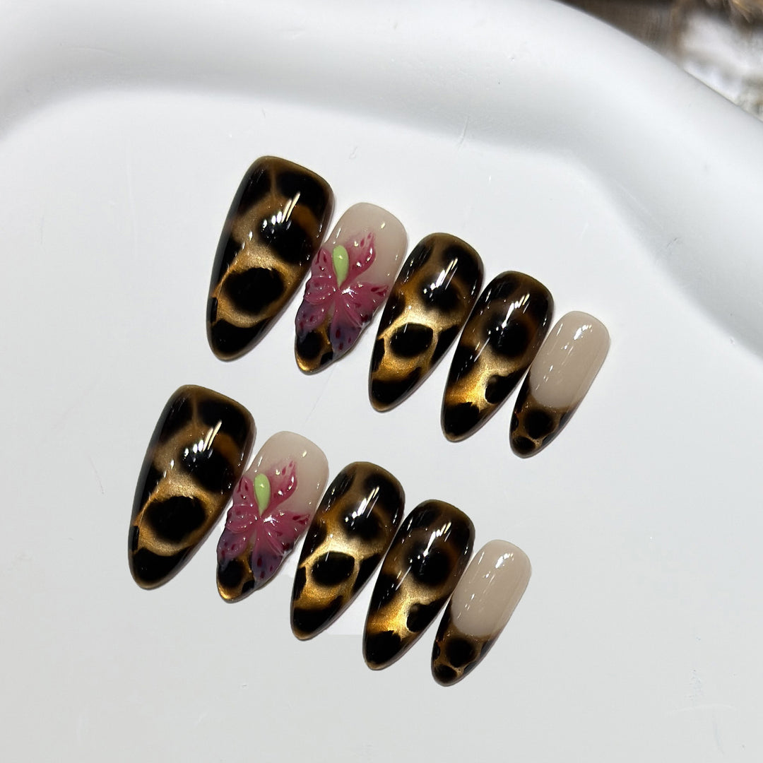 Artistic Stiletto Nail Tips with Floral Design Stornfield
