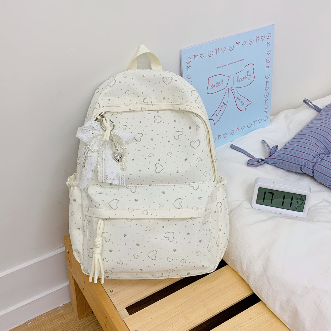 Heart-Patterned School Backpack Stornfield