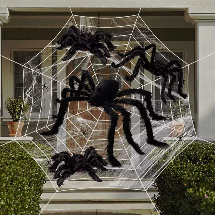 Realistic Plush Spiders Halloween Decoration Multi-Piece Set with Bendable Legs
