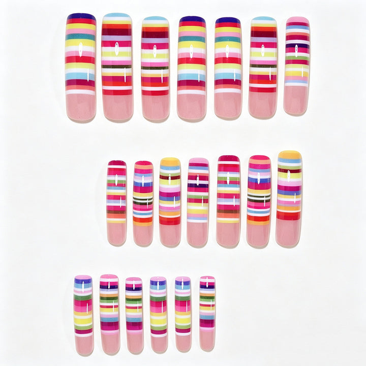 Colorful Striped Nail Art Tips Stornfield