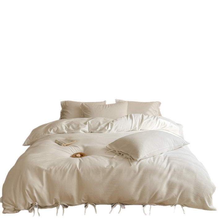 Washed Cotton Gauze Duvet Cover Set with Tie Closure Pillowcases