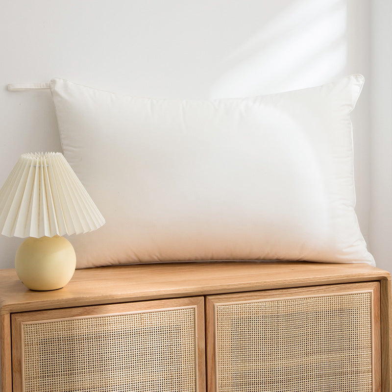 Comfort pillow with breathable microfiber filling and cotton percale cover