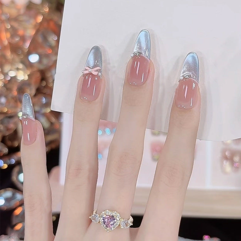Artistic Stiletto Press-On Nail Set with Leopard Print and Bow Accents Stornfield