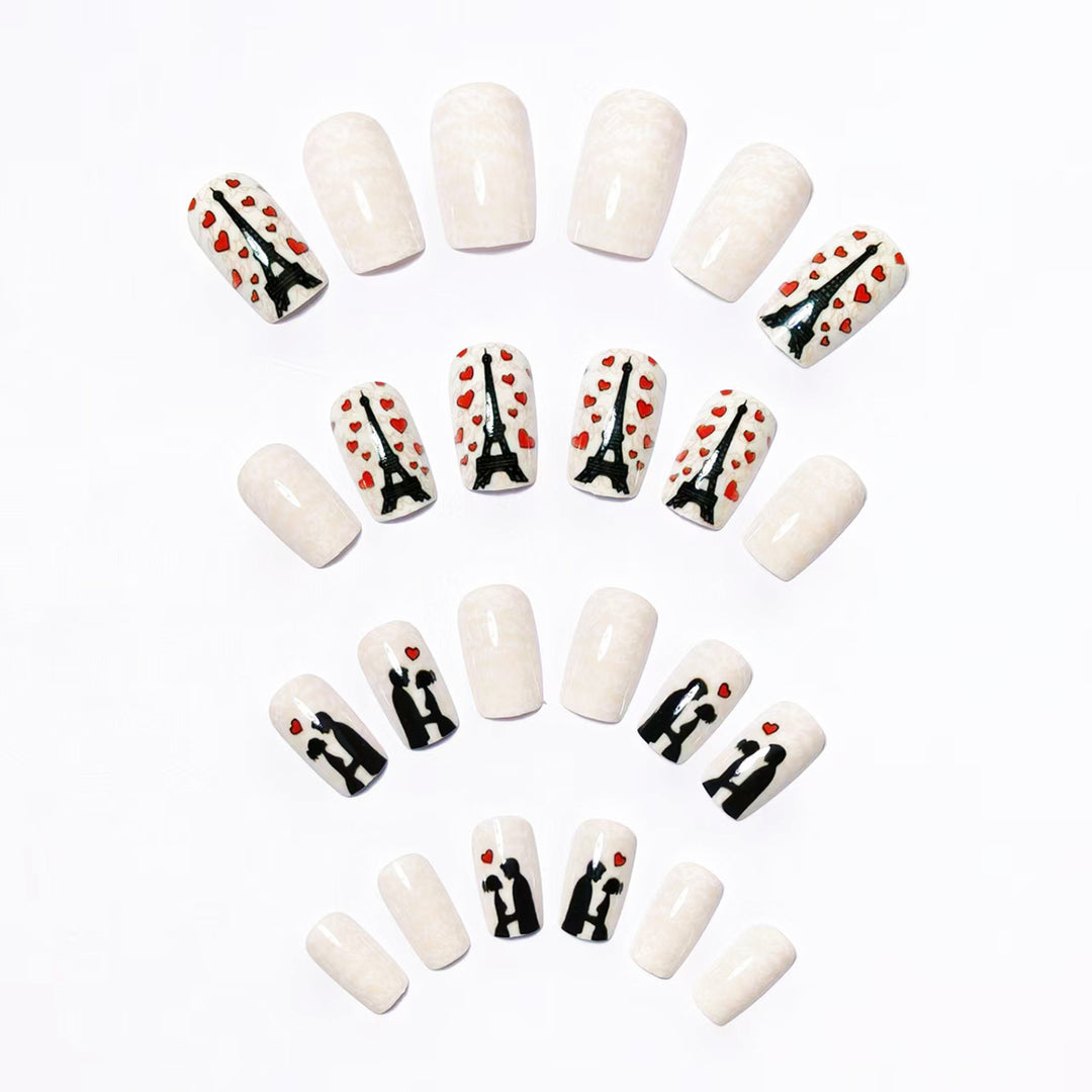 Artificials nails with Romantic Eiffel Tower design Stornfield