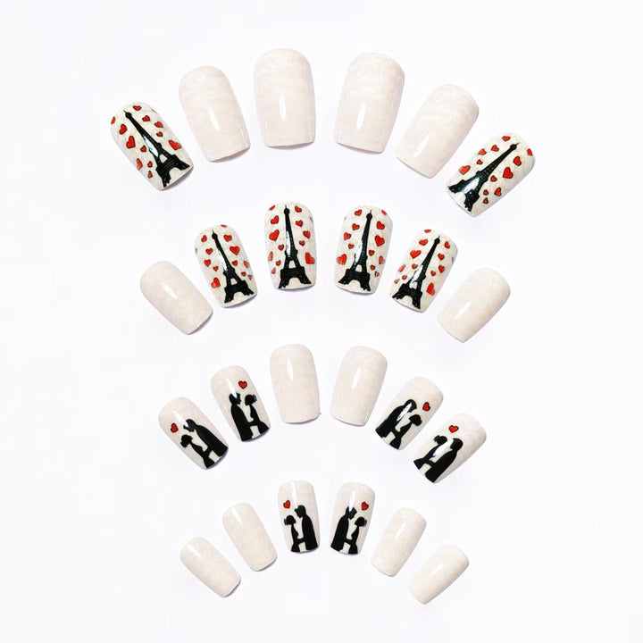 Artificials nails with Romantic Eiffel Tower design Stornfield
