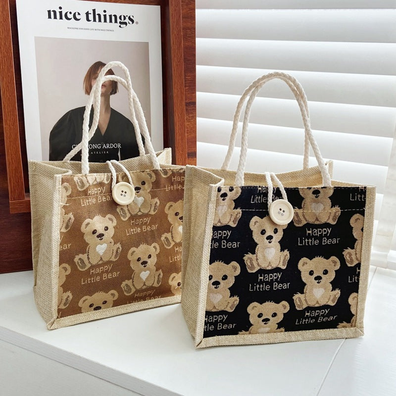 Cute Bear-Themed Canvas Tote Bag