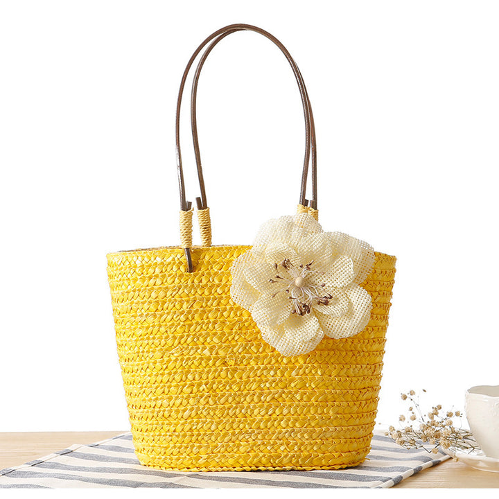Beach bag with decorative flower detail embellishment Stornfield