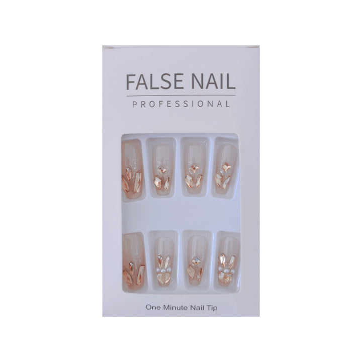Glamorous artificial nails with gold decoration
