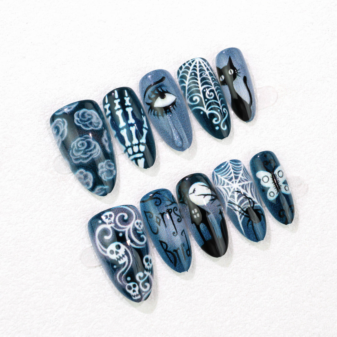 Gothic-Themed Press-On Nail Art Set