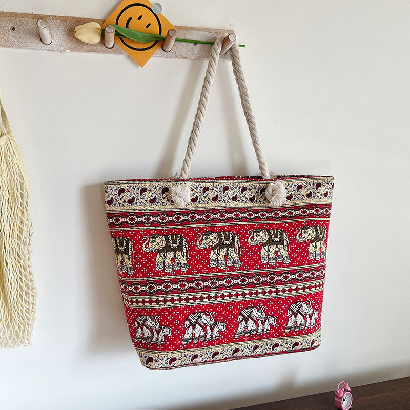Striped Canvas Beach Tote