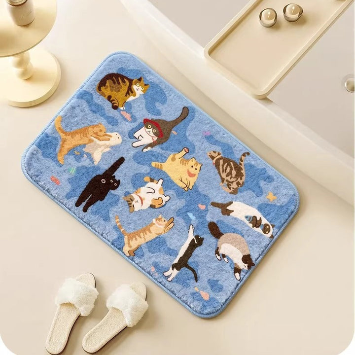 Playful Cat-Themed Soft Bath Mat