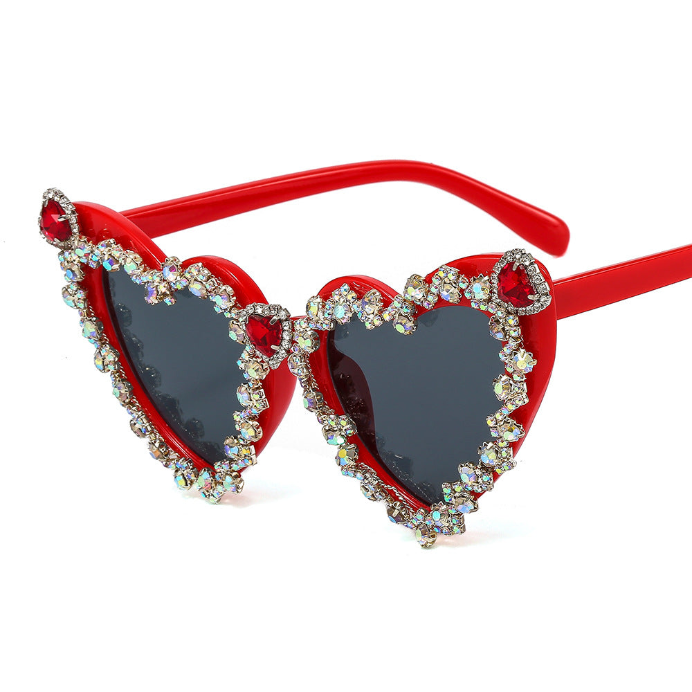 Women's Heart-Shaped Glamour Sunglasses with Rhinestone Decorations Stornfield