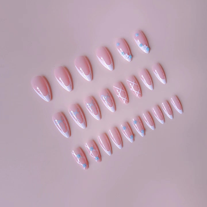 Acrylic nail set with elegant 3D flowers and glamorous accents Stornfield