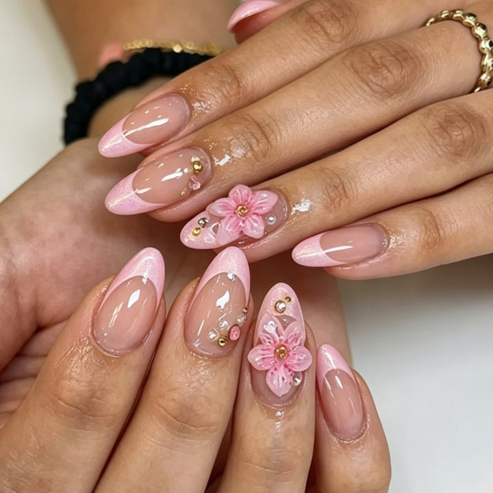 Floral Decorative Gel Nail Enhancements