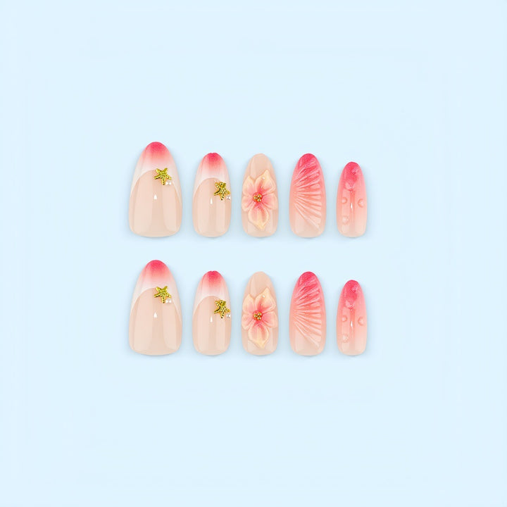 Artificial nails with flower and glitter accents Stornfield