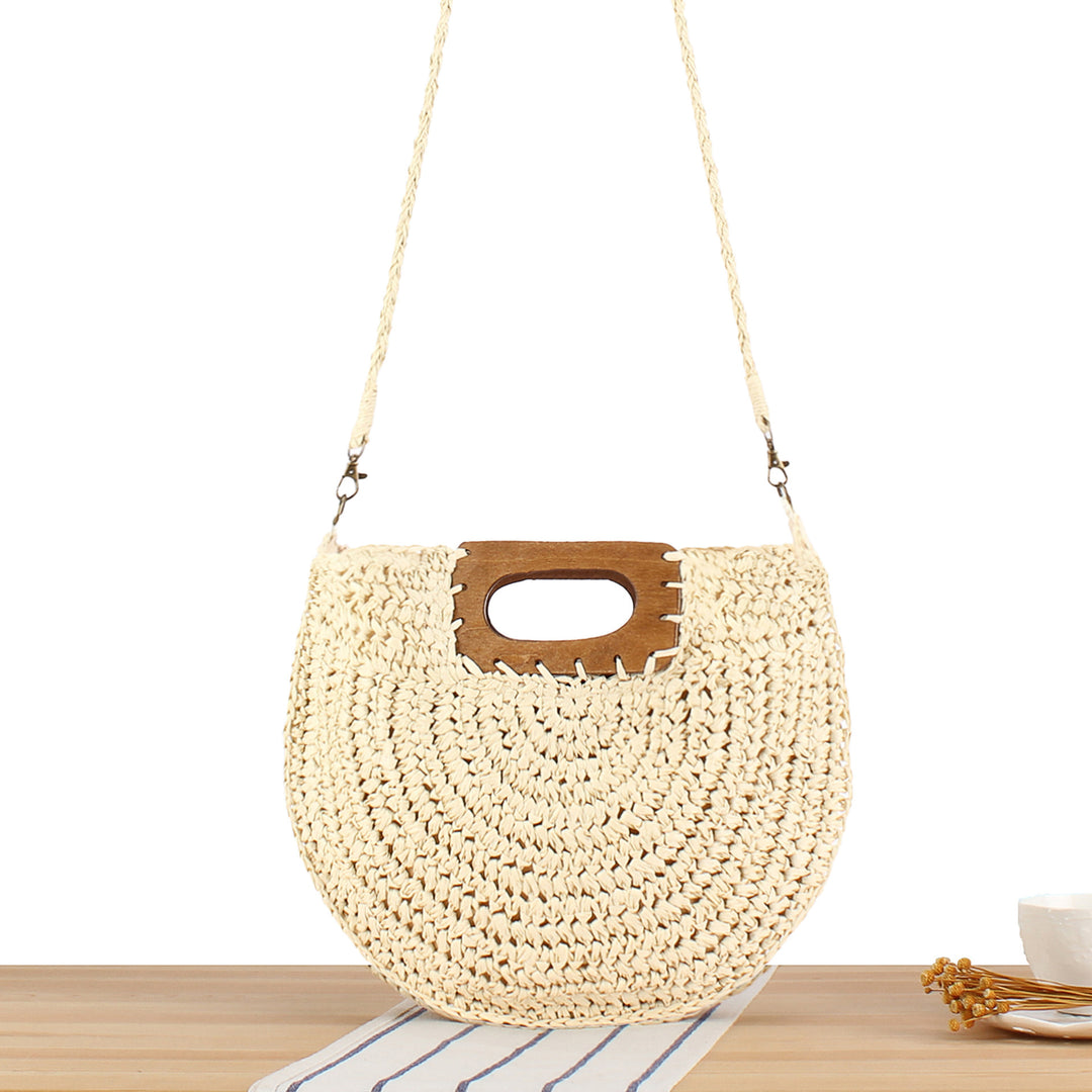 Macrame Crossbody Bag with Wooden Handle Stornfield