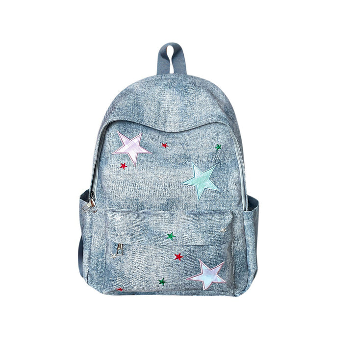 Casual Star-Print Denim Backpack Stornfield