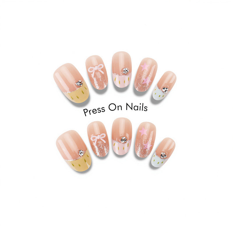 Artistic Press-On Nails Set with Decorative Accents Stornfield