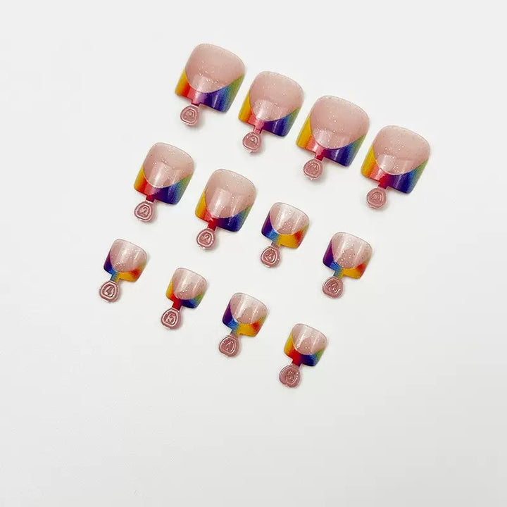Foot art nail set with creative gradient and shiny accents Stornfield