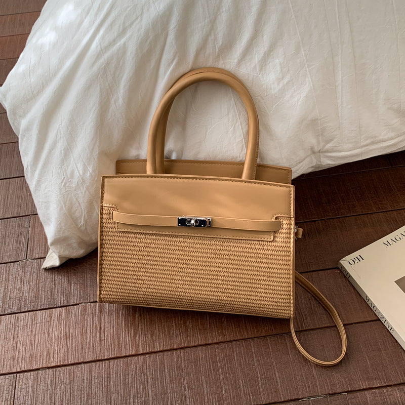 Elegant Woven Handbag with Detachable Strap